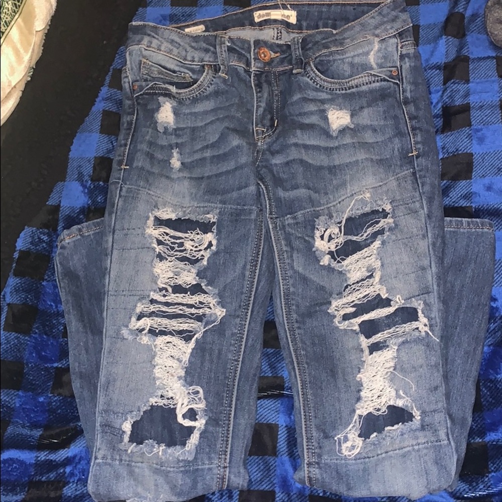 *worn* denim dollhouse jeans
